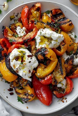 Grilled Marinated Peppers with Burrata