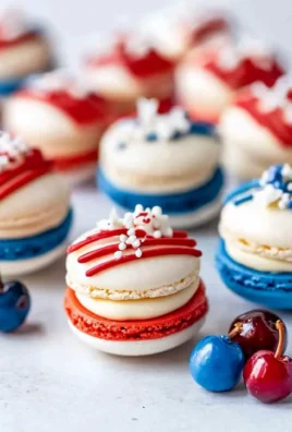 Red, White, & Blue Cherry Cheesecake Macarons