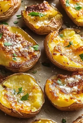 Baked Smashed Potatoes with Garlic & Parmesan