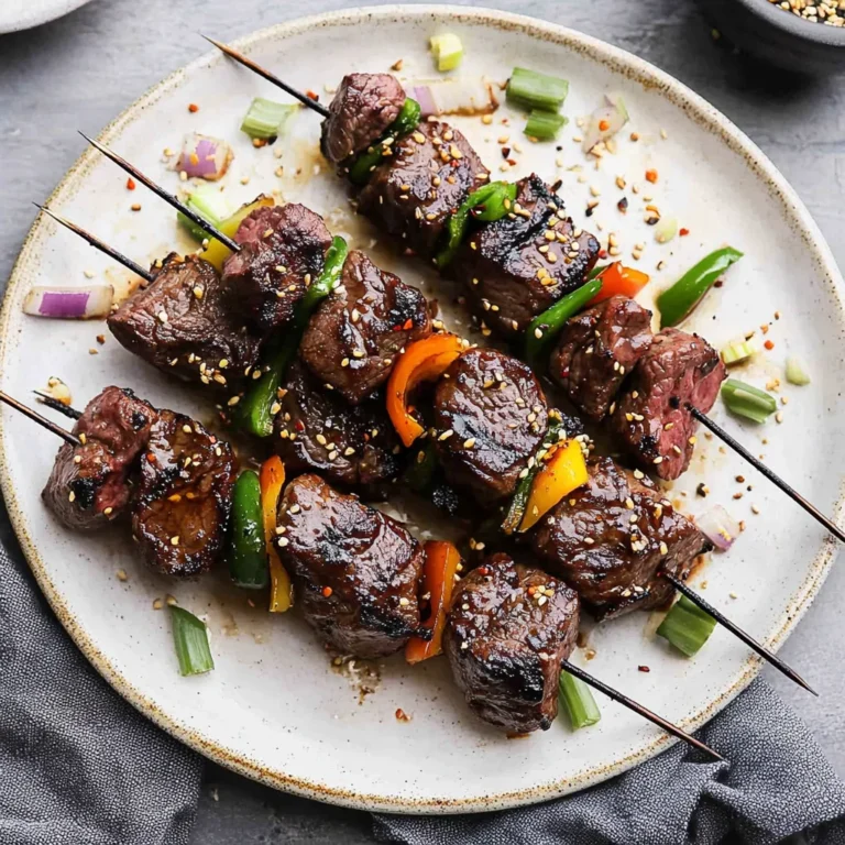 Grilled Asian Garlic Steak Skewers