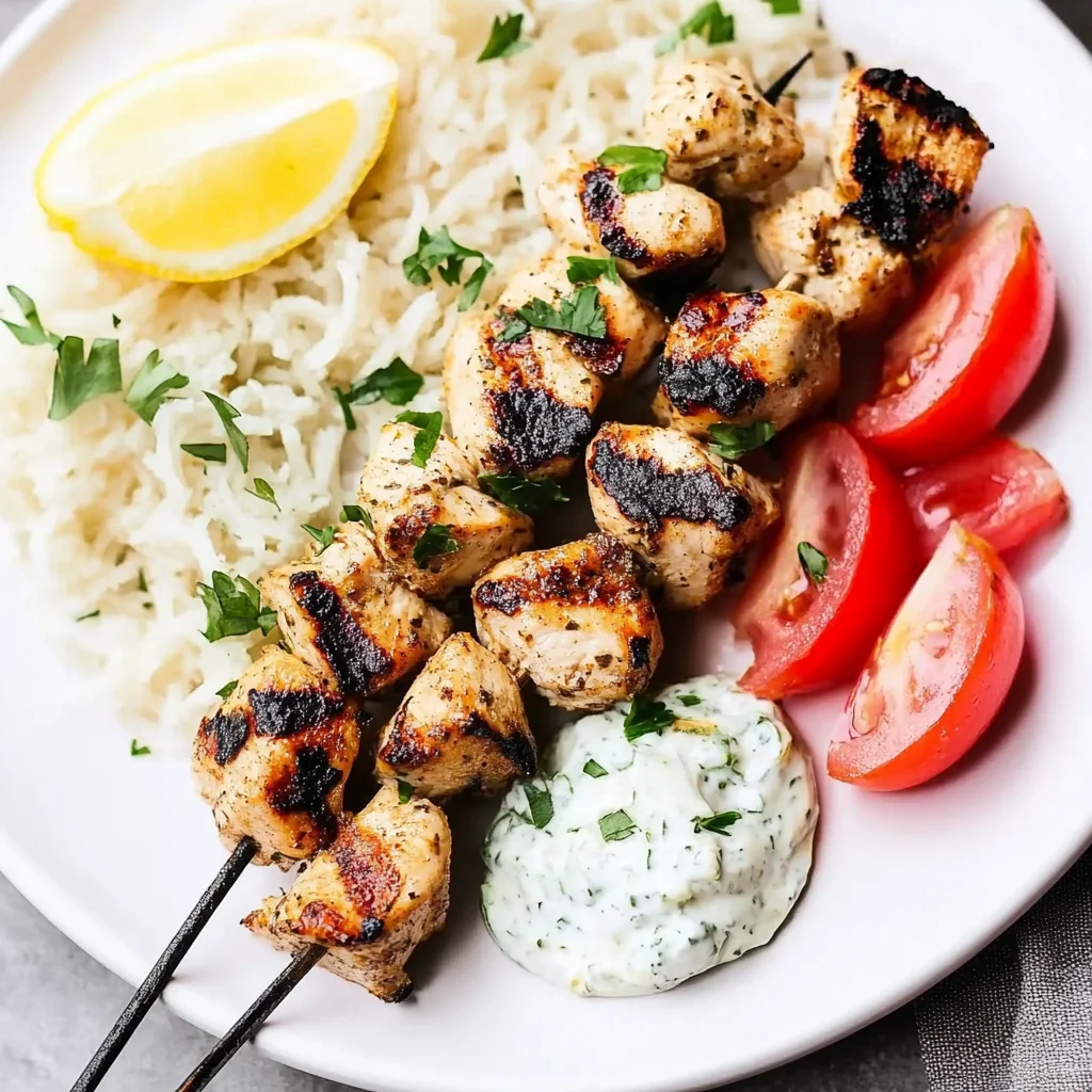 Grilled Chicken Kabobs with Cucumber Yogurt Sauce