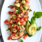 Grilled Salmon Bruschetta with Avocado