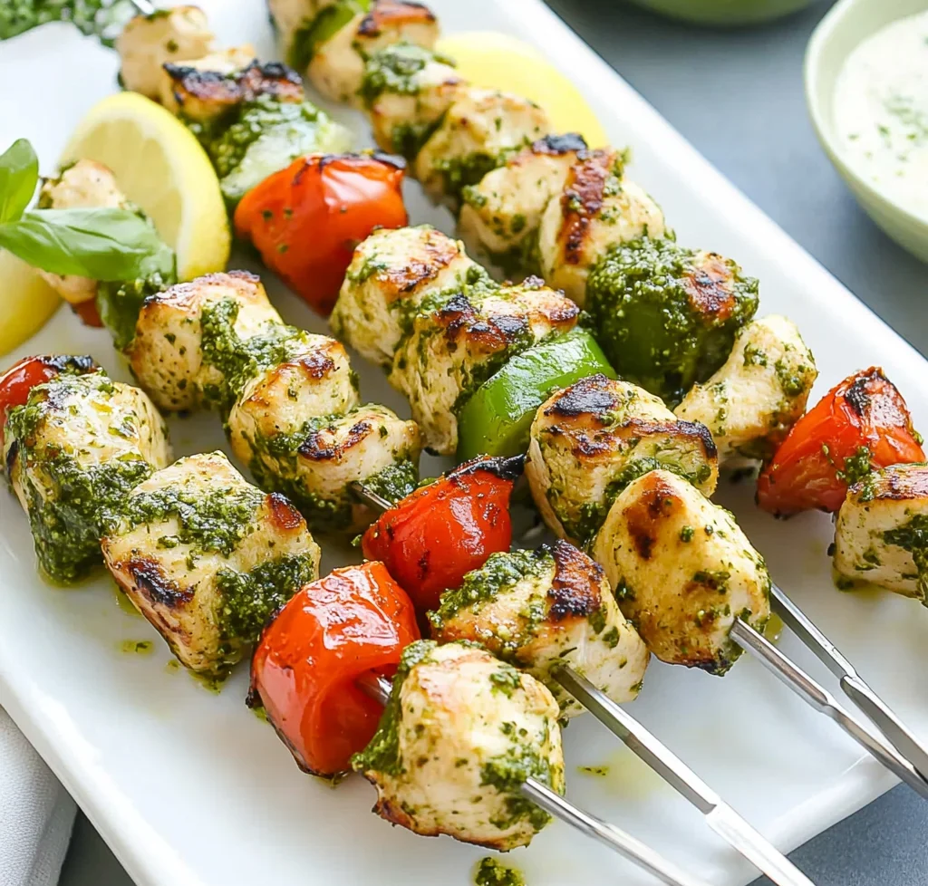 Lemon Pesto Chicken Kabobs