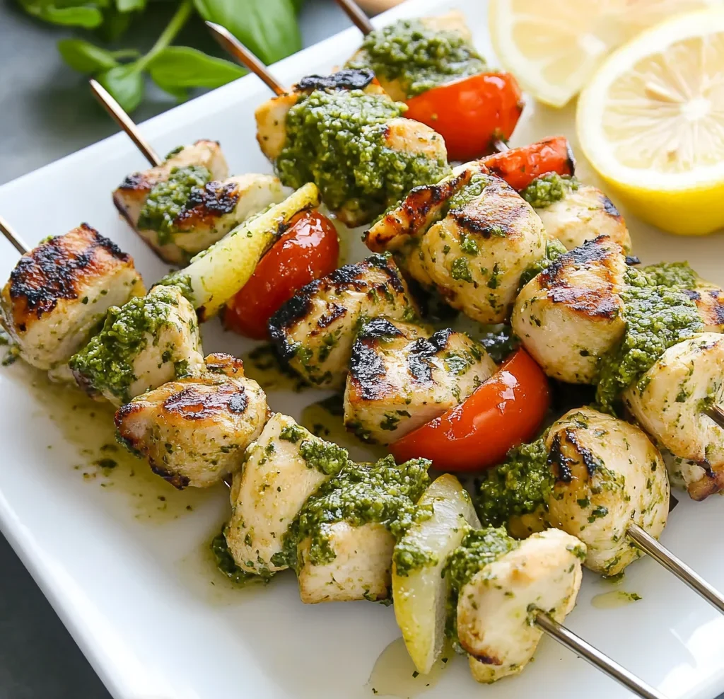 Lemon Pesto Chicken Kabobs