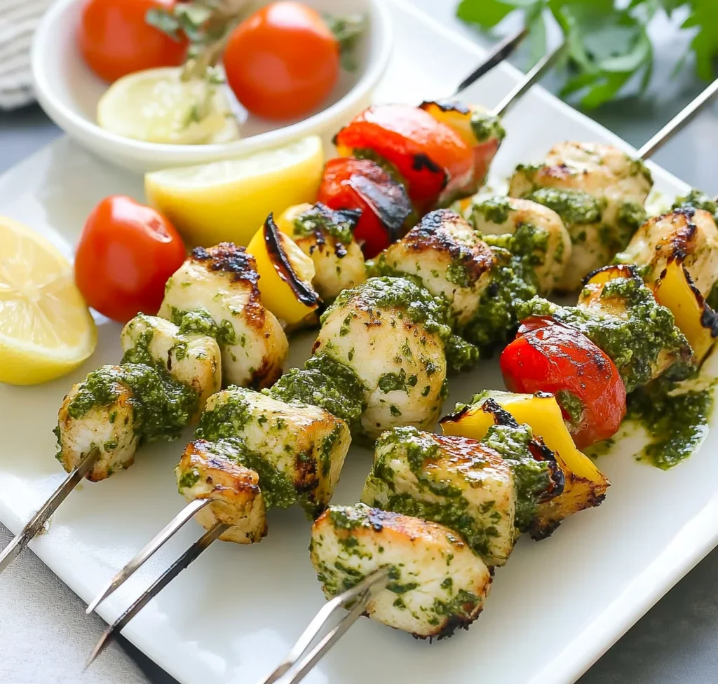 Lemon Pesto Chicken Kabobs