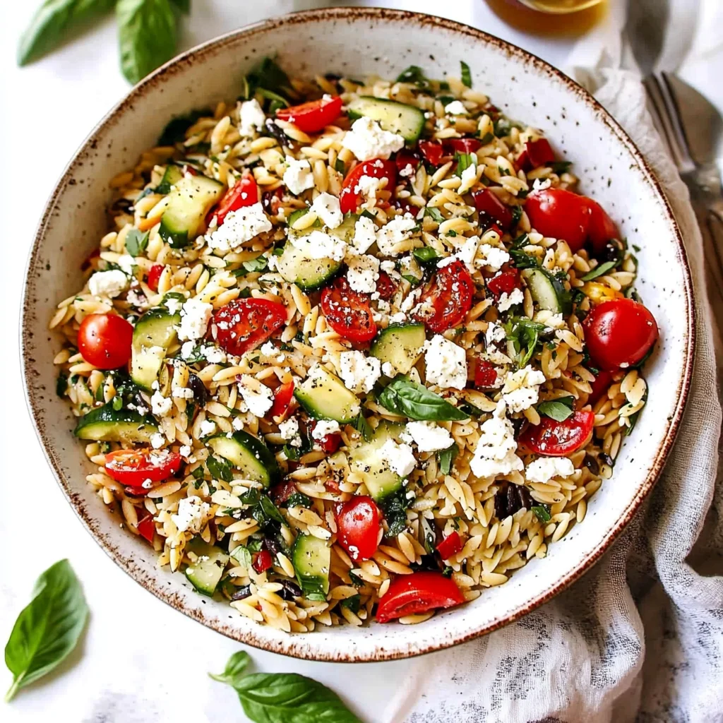 Orzo Pasta Salad Recipe with Feta