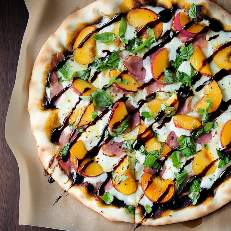 Peach & Prosciutto Pizza with Honey Balsamic Reduction
