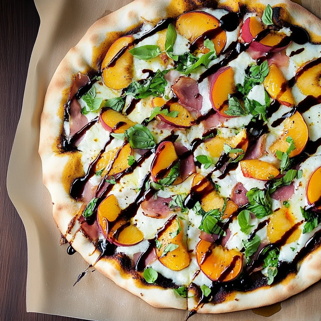 Peach & Prosciutto Pizza with Honey Balsamic Reduction