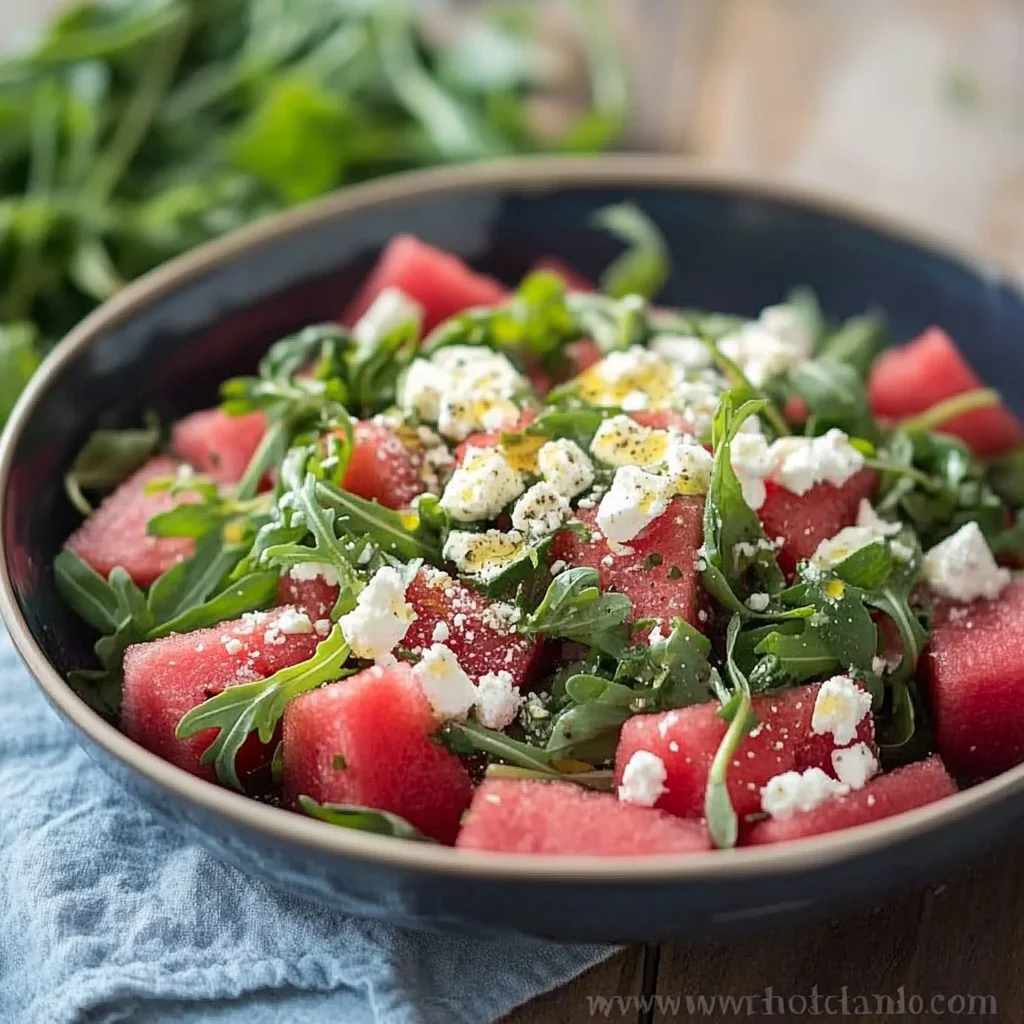 Watermelon Salad with Arugula, Feta, & Fresh Herbs