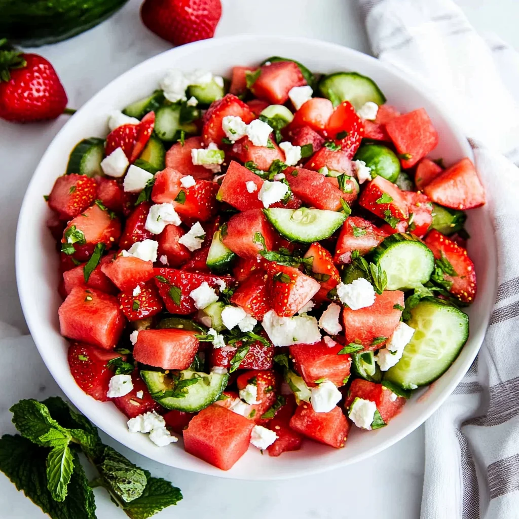 Watermelon Strawberry Cucumber Salad