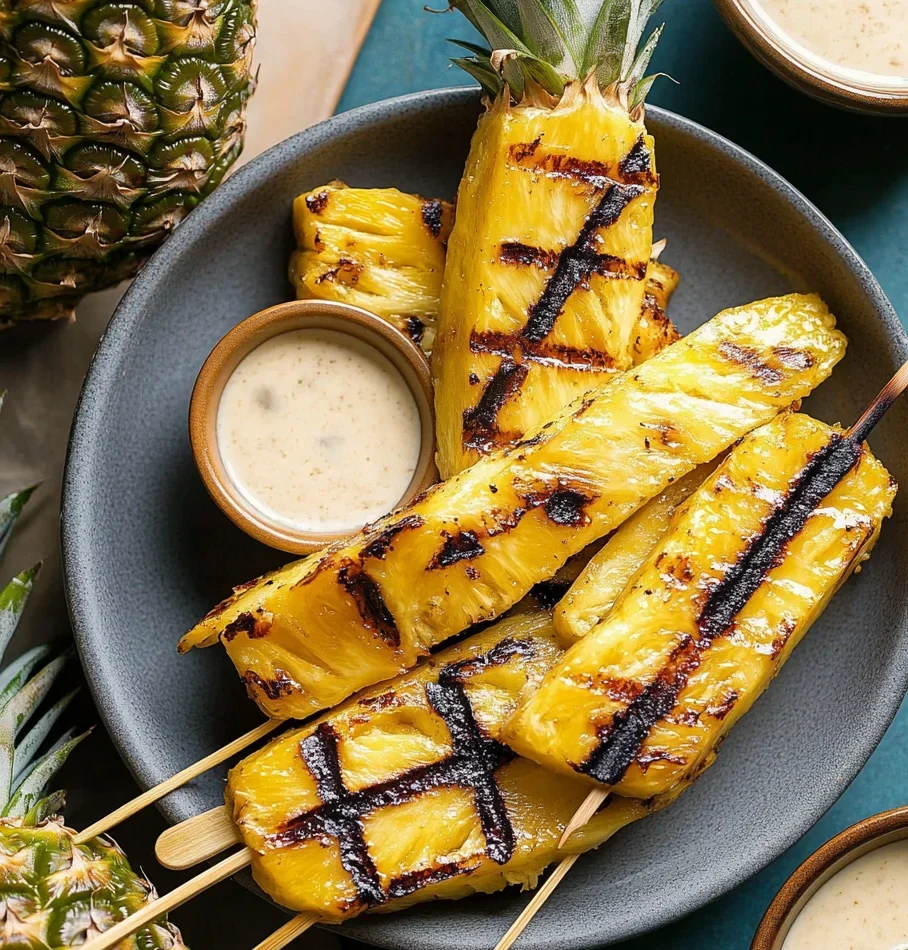 Grilled Pineapple with Coconut Vanilla Extract (Alcohol-Free) Sauce