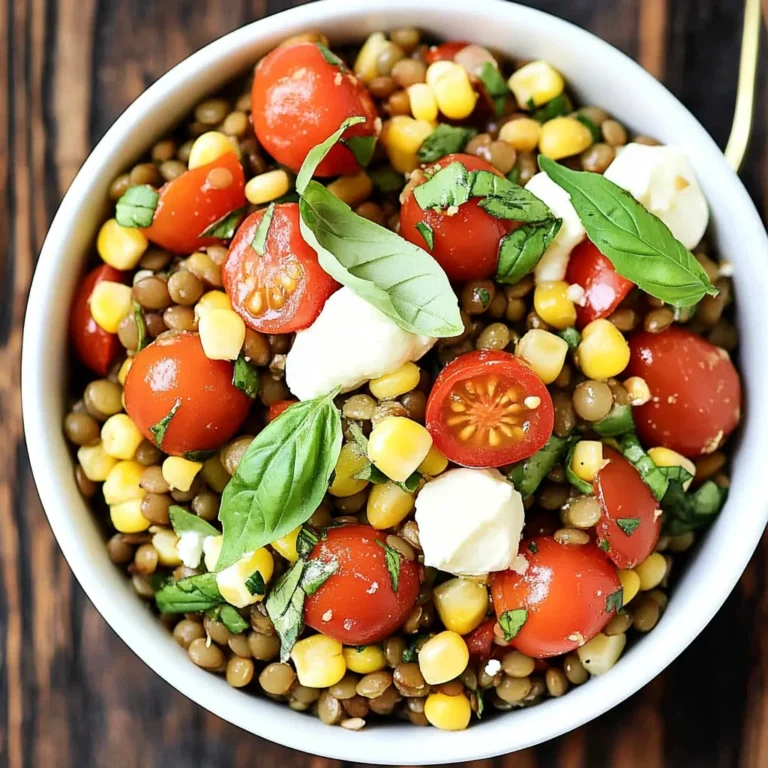 Summer Lentil Salad with Corn, Tomatoes, Mozzarella & Basil