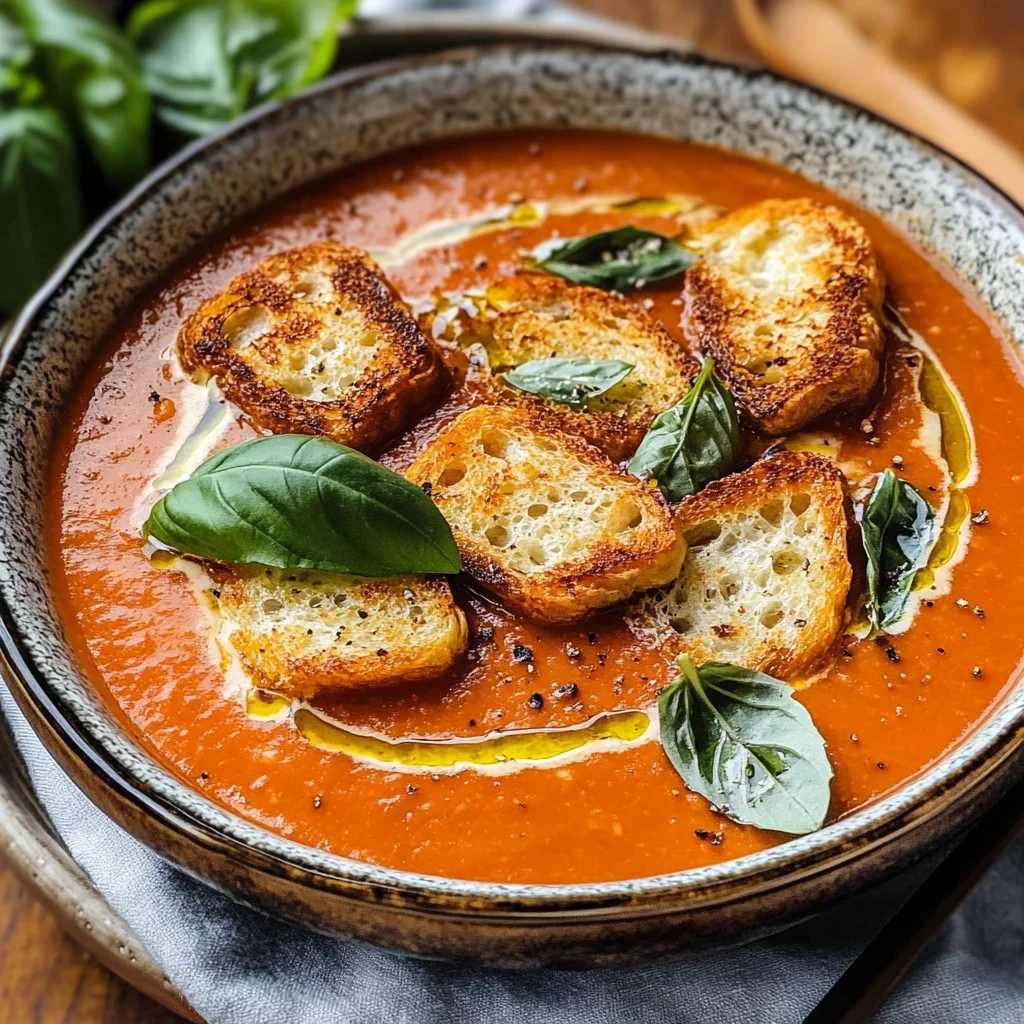 Roasted Tomato Soup with Crispy Gruyère Toasts