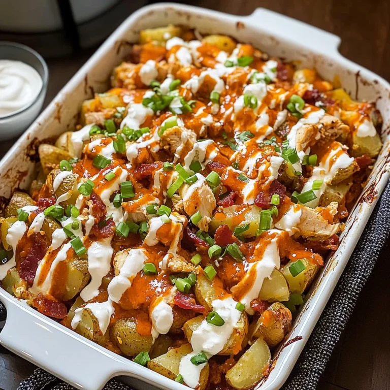 Buffalo Chicken Roasted Potato Bake