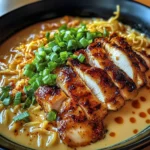 Fiery Chicken Ramen with Creamy Garlic Sauce