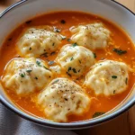 Tomato Soup with Cheese Dumplings