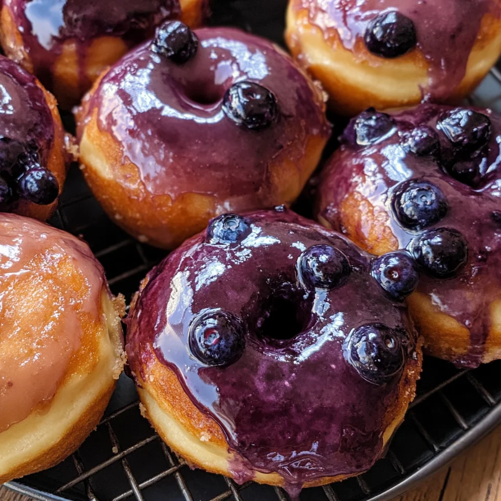 Blueberry Cake Donuts with Blueberry Glaze