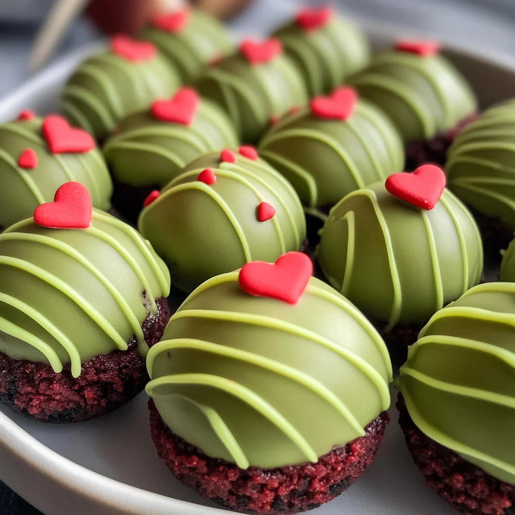 Grinch Oreo Balls with Red Velvet Oreos
