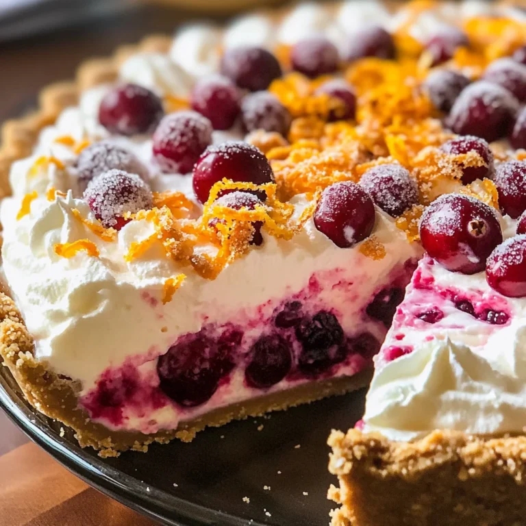 No Bake Cranberry Orange Cream Pie
