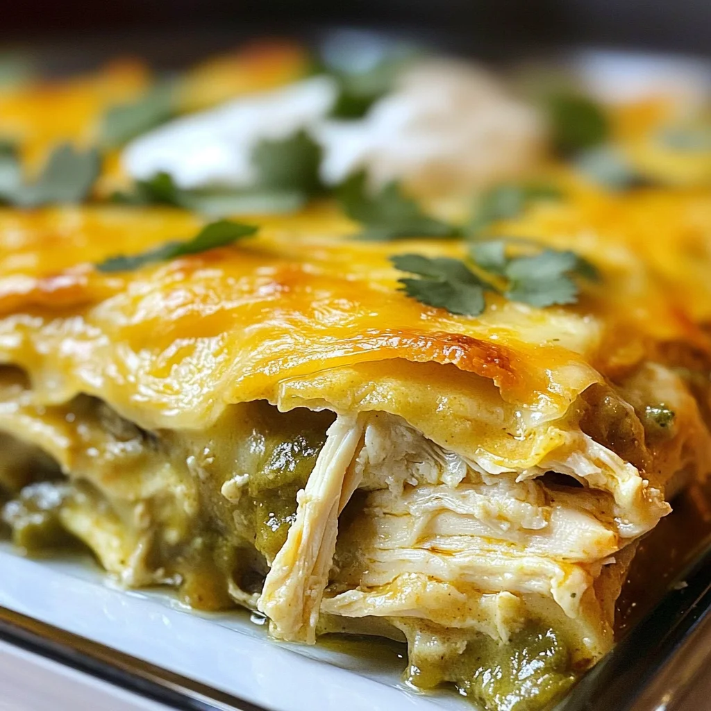 Quick and Easy Green Chile Chicken Enchilada Casserole
