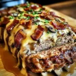 Turkey Bacon Mushroom Swiss Cheese Meatloaf – Easy & Juicy