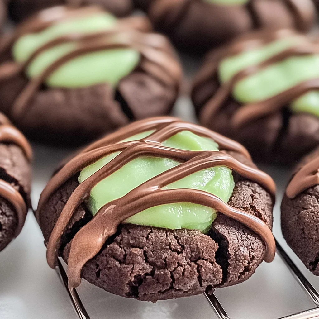 Chocolate Mint Thumbprint Cookies
