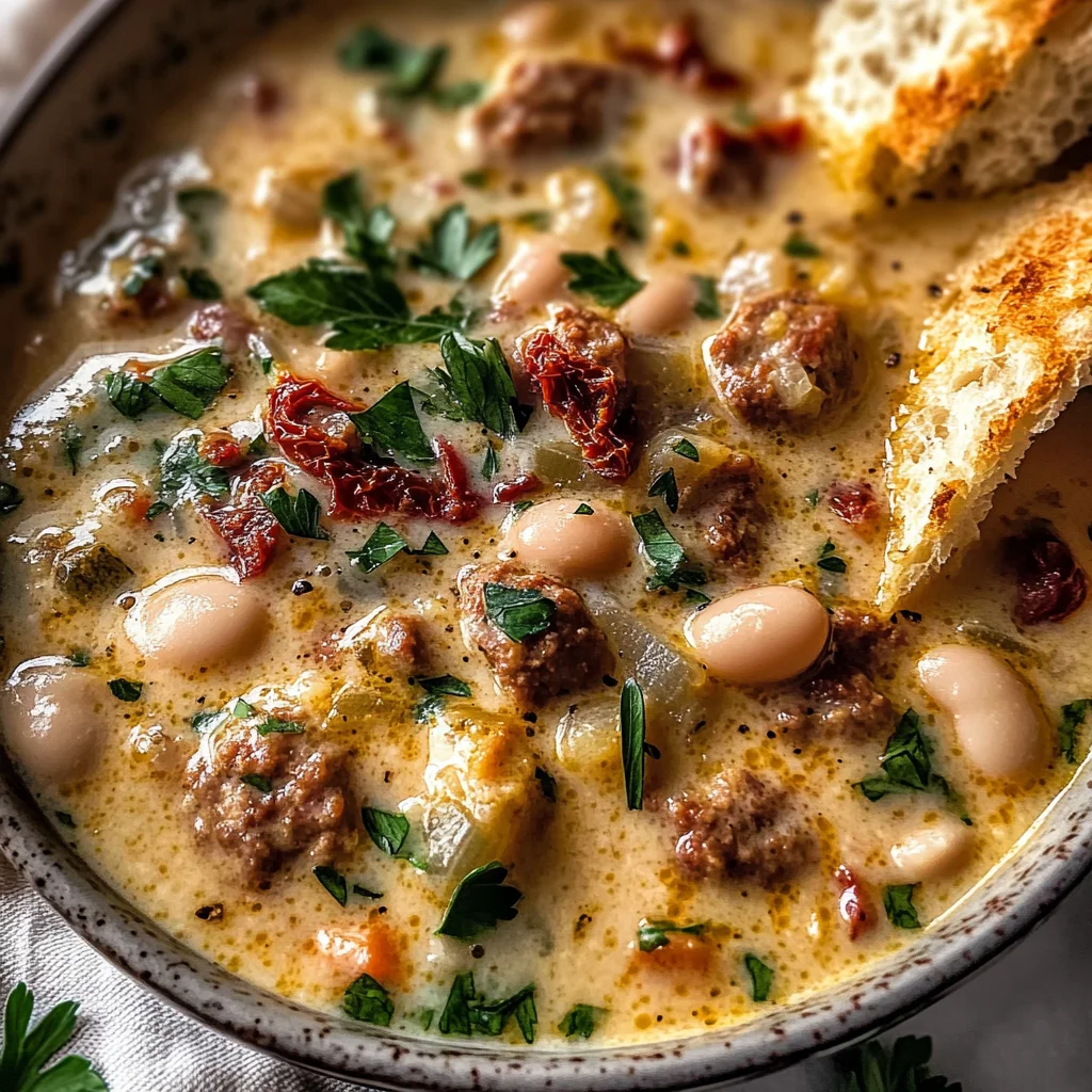Creamy Tuscan White Bean Lemon Soup