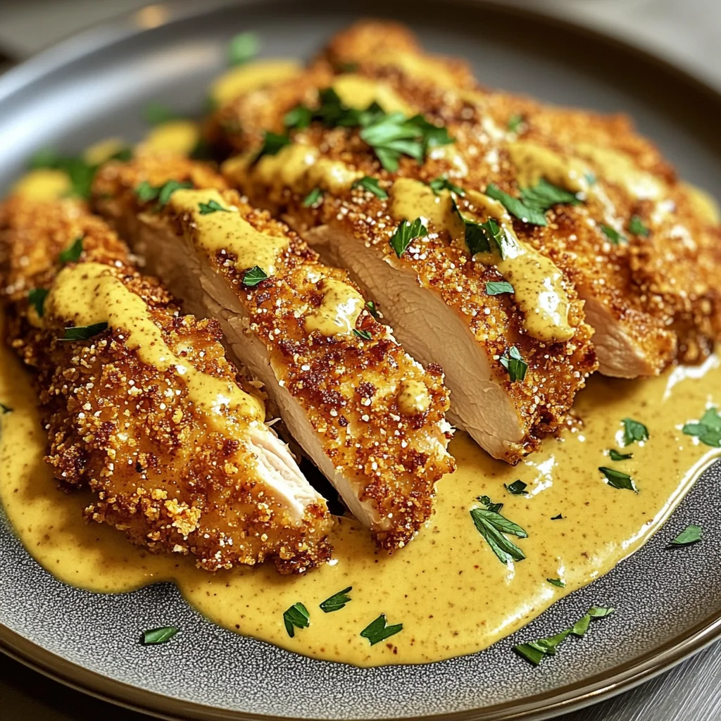 Crispy Pretzel Crusted Chicken with Cheddar Mustard Sauce Recipe