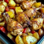 Golden-Baked Chicken Drumsticks with Crispy Potatoes