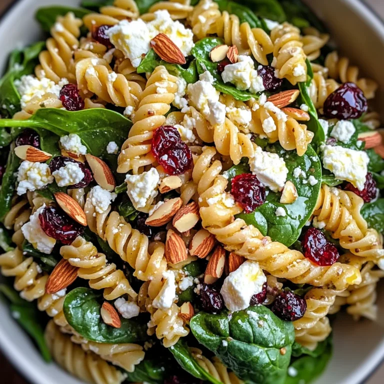 Nutritious Spinach Pasta Salad with Feta and Cranberries