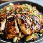 Sticky Apple Cider Chicken with Crisp Autumn Slaw