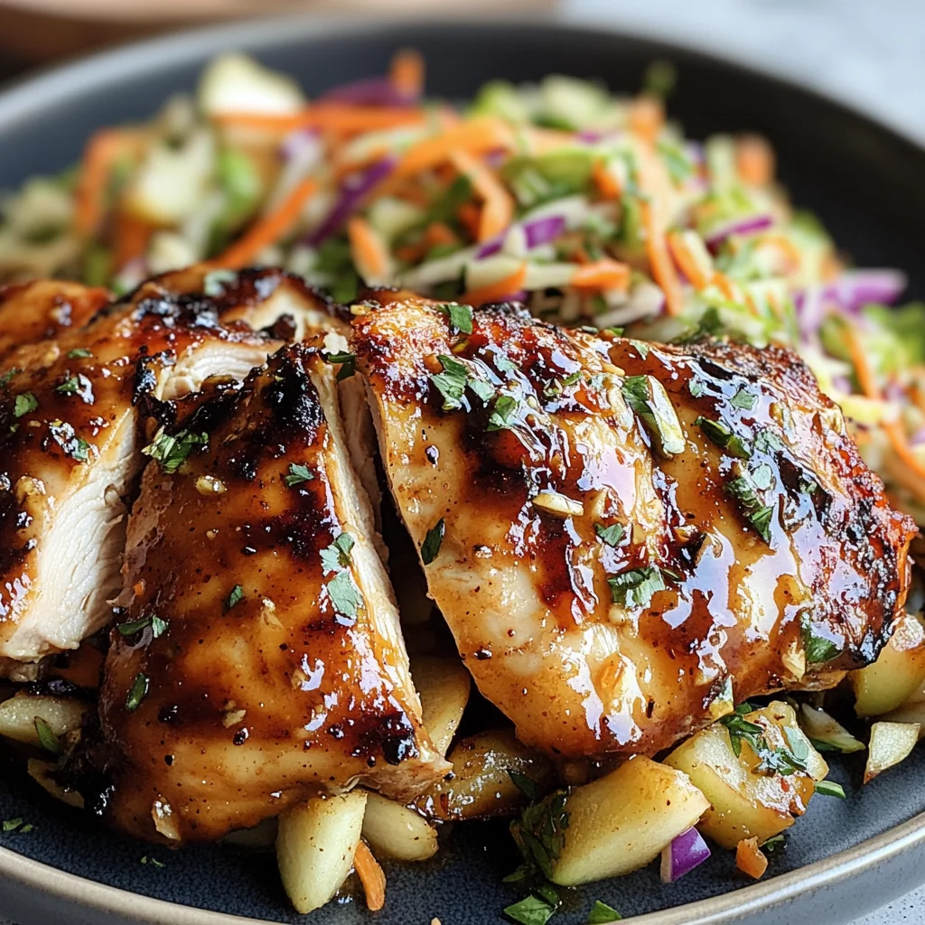 Sticky Apple Cider Chicken with Crisp Autumn Slaw