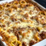 Cheesy Baked Tortellini Casserole With Meat Sauce
