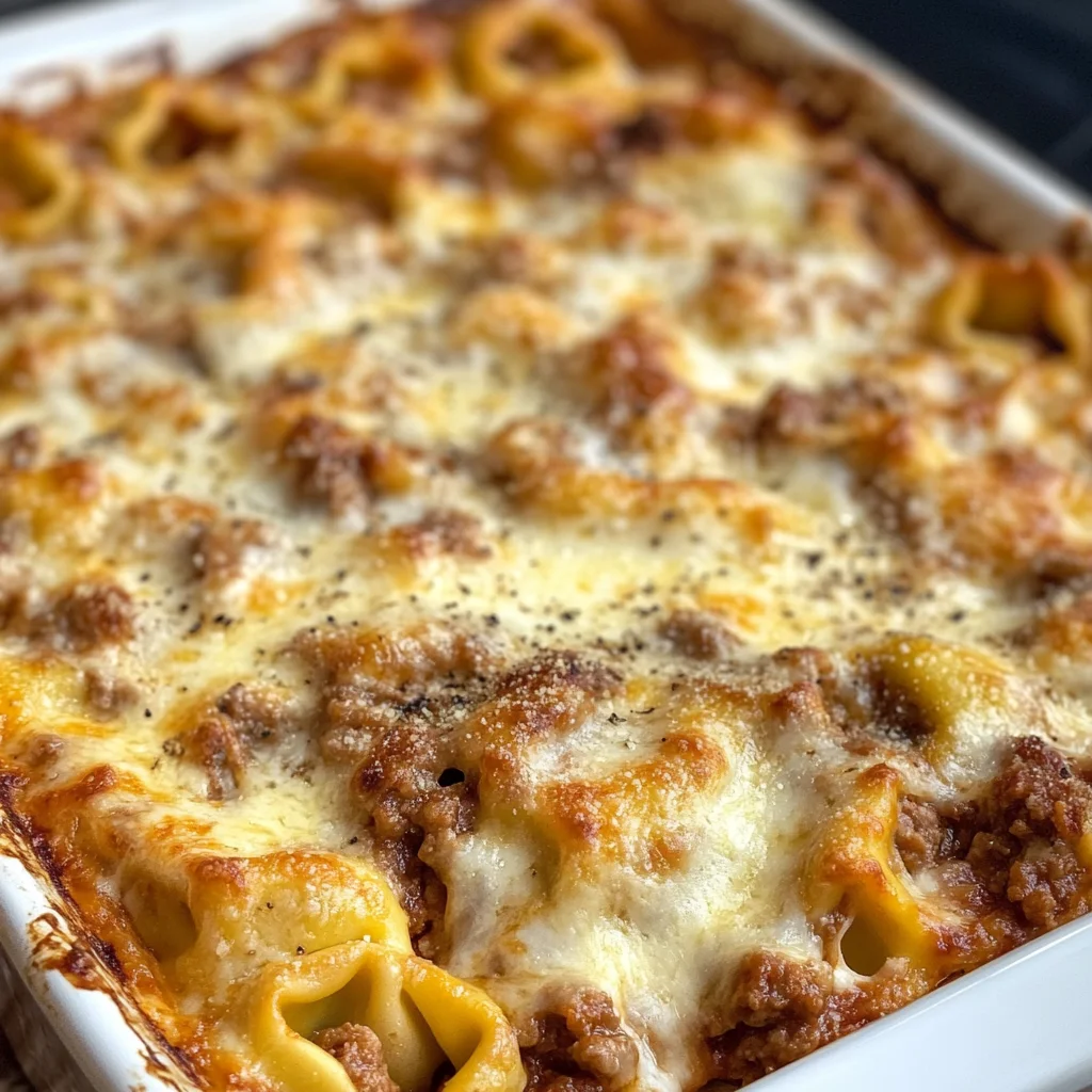 Cheesy Baked Tortellini Casserole With Meat Sauce