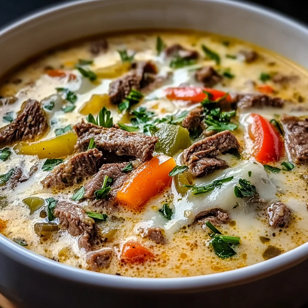 Creamy Philly Cheese Steak Soup