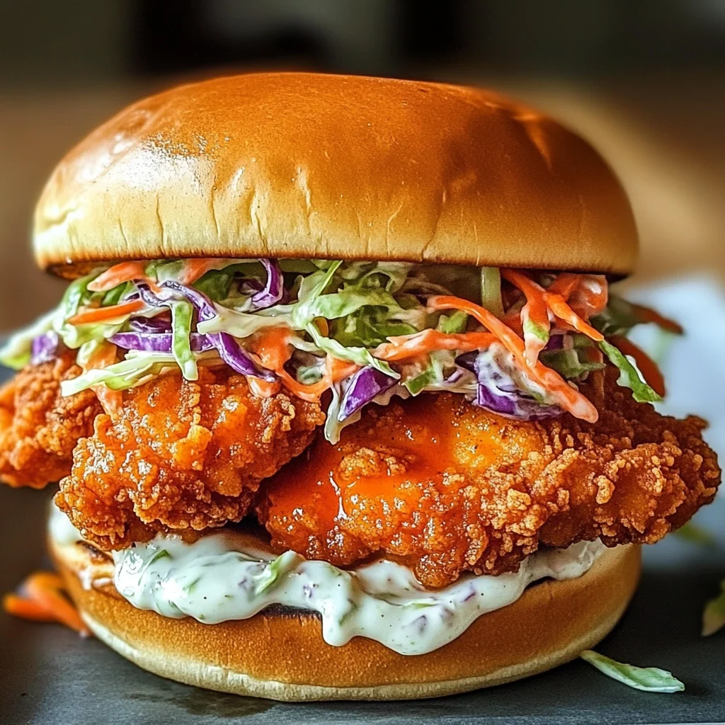 Crispy Buffalo Chicken Sandwich with Ranch Slaw