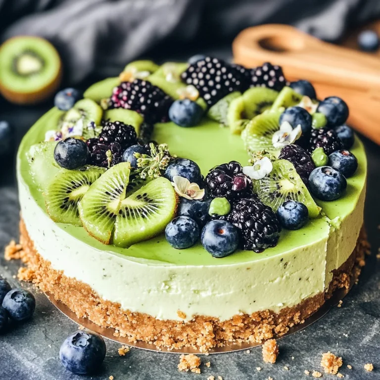 No Bake Kiwi Cheesecake - Veganer Käsekuchen ohne Backen