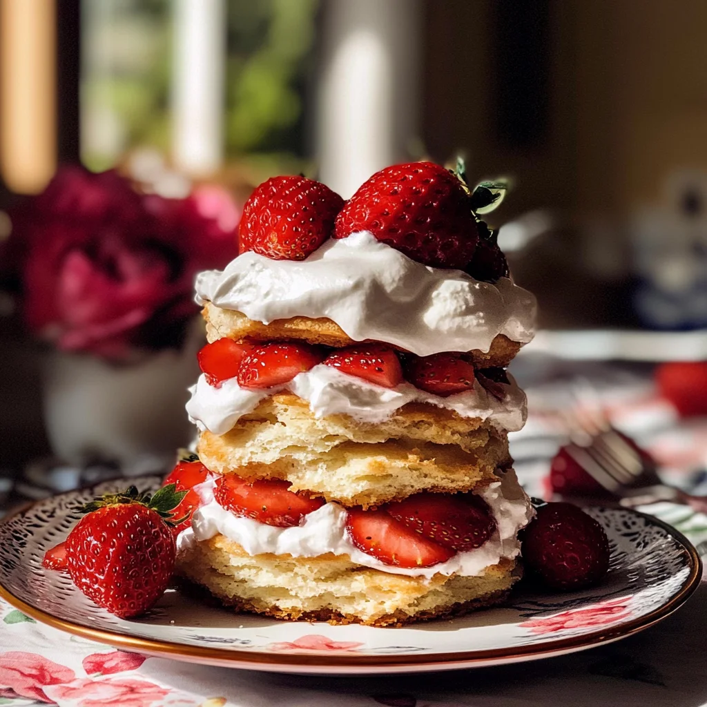 Homemade Strawberry Shortcakes with Strawberries and Perfect Whipped Cream