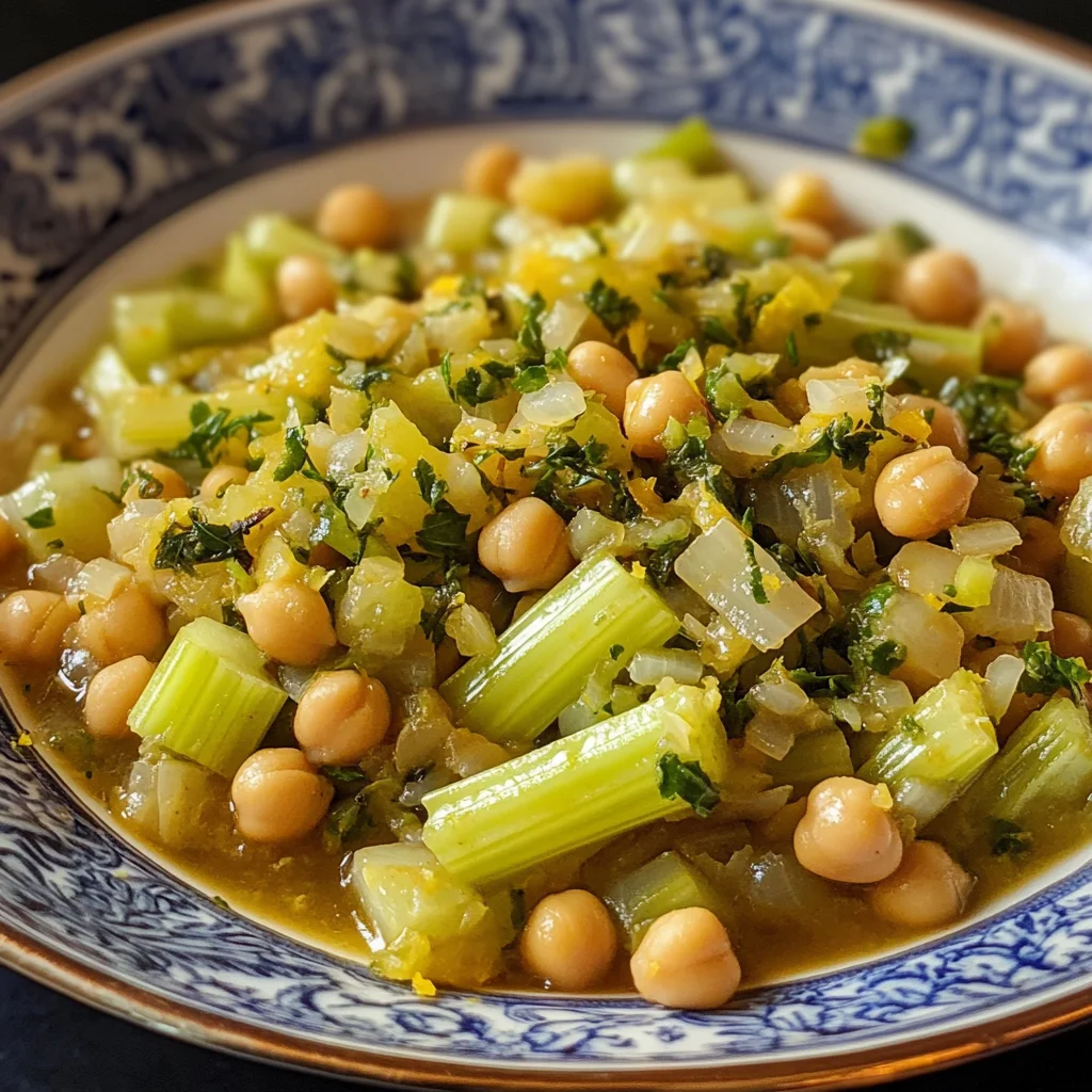 Quick-braised celery and chickpeas