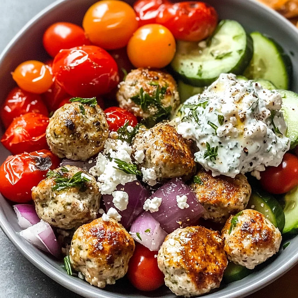 Greek Chicken Meatballs + Homemade Tzatziki