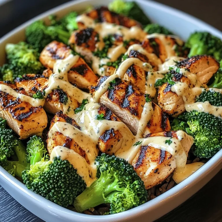 Grilled Chicken & Broccoli Bowls With Creamy Garlic Sauce Delight Your Taste Buds!