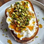 Burrata toast with pistachios and hot honey