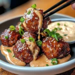 Korean BBQ Meatballs with Spicy Mayo Dip