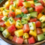 Melon Fruit Salad with Honey, Lime and Mint Dressing