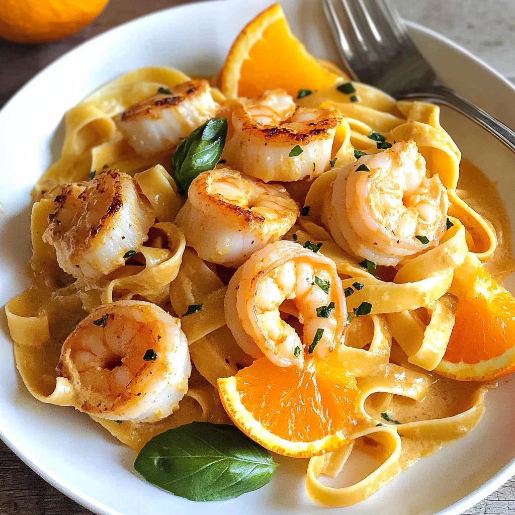 Shrimp Scallop Pasta With Orange Cream Sauce