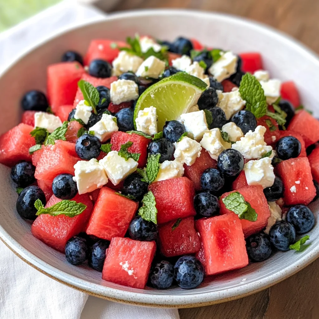 Watermelon Blueberry Salad with Feta