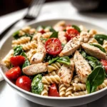 Chicken Pasta Salad with Spinach & Tomatoes