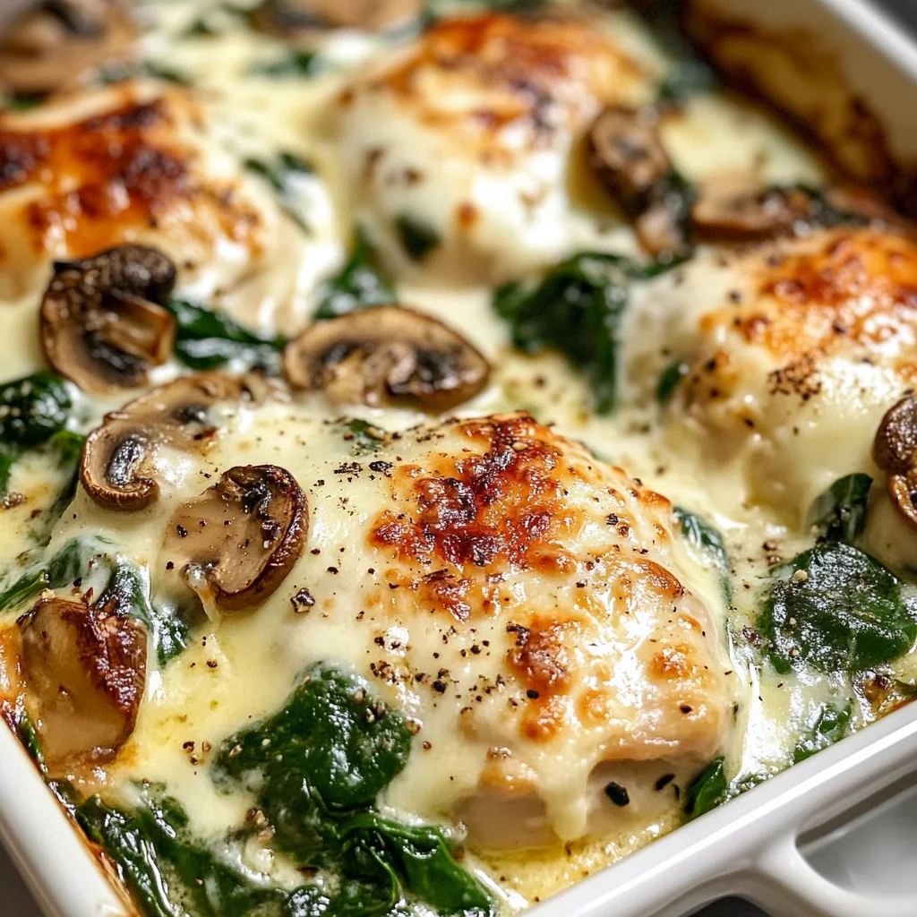 Chicken Spinach & Mushroom Low Carb Oven Dish