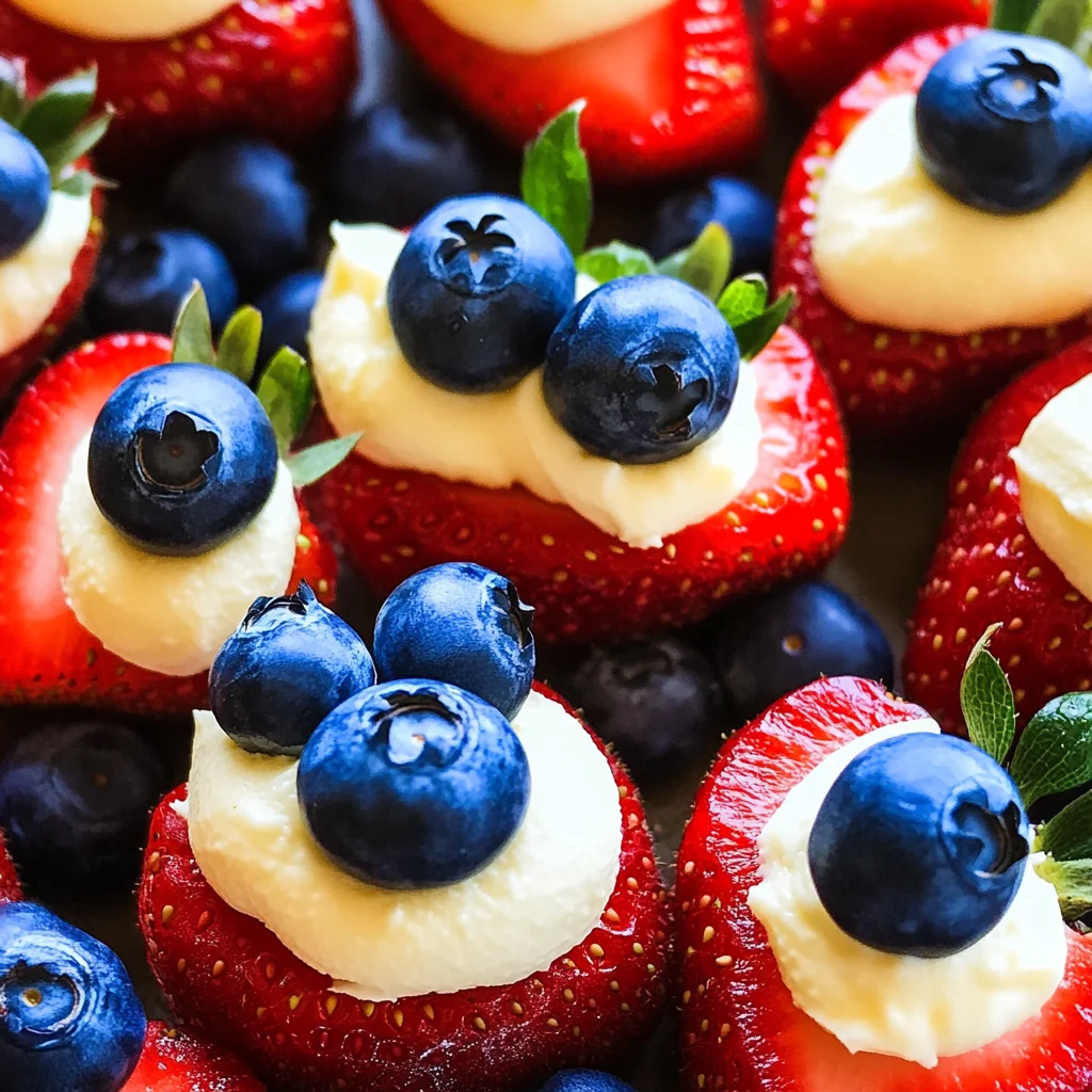 Red, White, and Blue Cheesecake Strawberries